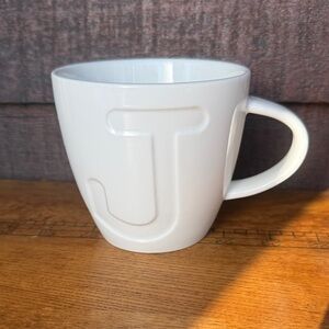 ❣️ Keith Brymer Jones White Ceramic Alphabet Mug with Embossed Letter J